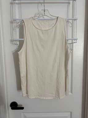 J. Jill Luxe Supima Sleeveless Tank Top Cream Women’s Size Large